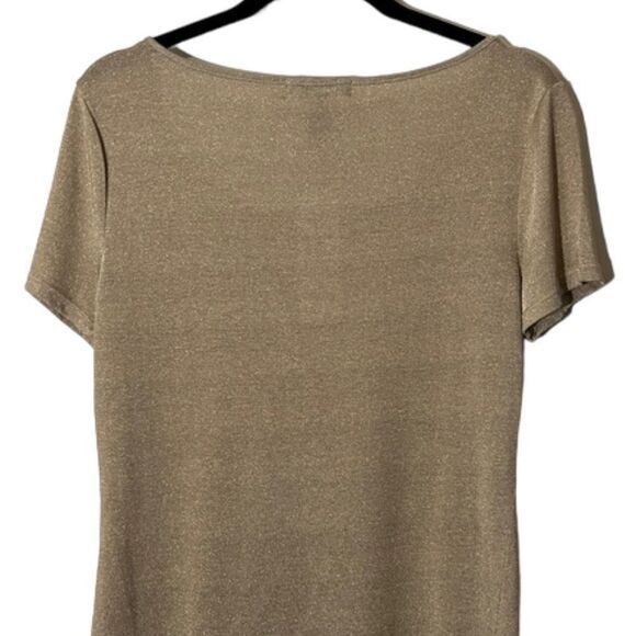 Lauren Ralph Lauren Short Sleeve Scoop Neck Tee Metallic Gold - Picture 5 of 9